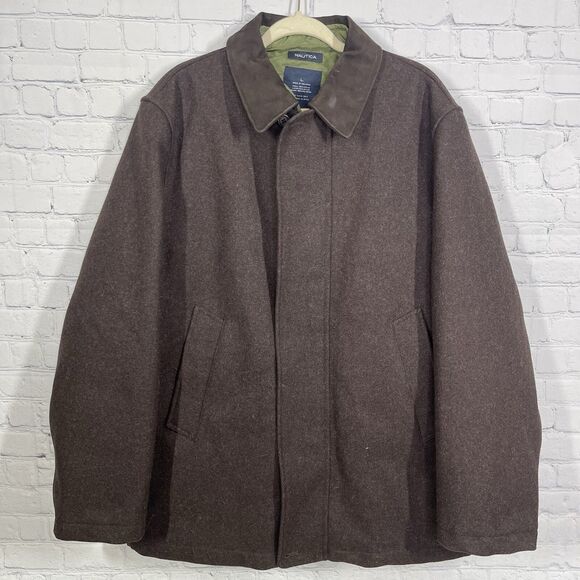VTG Nautica Coat Means Large Double Layer Quilted Removable Liner Wool Jacket - Picture 1 of 15